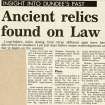 Newscutting from 'Dundee Evening Telegraph' 16 July 1993 regarding excavation.