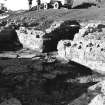 St Monance Saltworks
Excavations 1990-1996
Frame 12 - Panhouse 7: brick lining and south end of east siege - from south-west

