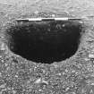 Excavation photograph : trench II - fBAI, posthole, half section, facing north.