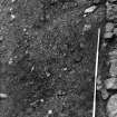 Excavation photograph : trench 1, metalling f142 and adjacent wall f121.