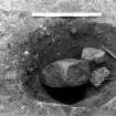 Excavation photograph : trench 2, soil fill of pit f194 removed.