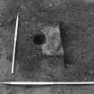 Excavation photograph : section across hearth f384 and pit f628, from N.