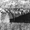 Roberton, motte: excavation photograph of ditch (S side of storm drain) from W
C Tabraham, 1979