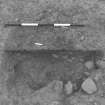 Excavation photograph : area 3 - f3023, very shallow pit, full half section, from above.