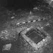 Excavation photograph showing area G at Edinburgh Castle with brick feature 106 with steps in background