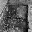 Excavation photograph : area N - slabs sloping forwards, french prison and section across dog pit 947.