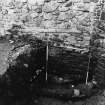 Excavation photograph : area K - ORS wall 700 (625) junction with wall 625, showing cobbles 624 and 19th century water pipe.