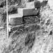 Dunfermline, Priory Lane, former Lauder Technical College, excavations.
Excavation photograph : steps at west end of wall F174.