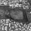 Excavation photograph : trench 1 extension showing mortared rubble, from N.