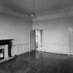 Interior view of Carlyle House, Haddington, showing room with fireplace.