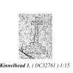 Publication drawing; Detail of Kinnelhead 1 incised cross ('C' on rock outcrop).