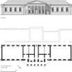 Inverness, former Farraline Park School: reconstructed ground floor plan and elevation, based on measured survey, (1993). Scan of GV007491