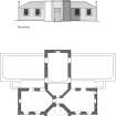 Kinghorn, former Kinghorn Burgh School: reconstructed ground floor plan and elevation, based on measured survey, (1994). Scan of GV007496