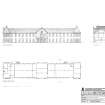 Forthside MOD Ordnance Depot: Ground floor plan, elevation and section A-A1 of barrack block within the depot