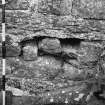 Architectural fragments built into N.wall of existing derelic  farmhouse   R. Lamb 1983