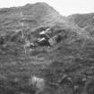 Summit of promontory, hut foundations, parapet to right