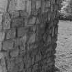 Detail of stonework at Drygrange summerhouse, incorporating Roman stones from the pit in the principle at Newstead.
