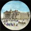 Photographic copy of drawing showing general view of the Royal Scottish Academy from Princes Street, Edinburgh.