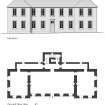 Inverness, Former Inverness Royal Academy: ground floor plan and elevation, based on measured survey 1998. Scanned copy of GV007584