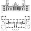 Edinburgh, Dean Orphanage: ground floor plan and elevation based on measured survey, 2000 and survey drawing by R Hardy 1942. Scanned copy of GV007583
