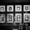 Interior view of Cairndhu Hotel, Helensburgh, showing detail of stained glass in hall.