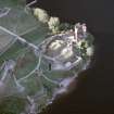 Aerial view of Urquhart Castle, Loch Ness, looking N.