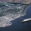 Aerial view of QE2 at Invergordon Harbour Cromarty Firth, looking NE.