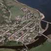 Aerial view of Helmsdale town, river and harbours, East Sutherland, looking ESE.