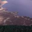 An oblique aerial view of the west shore of Loch Calder, Halkirk, Caithness, looking NNE.