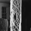 Detail of vine-scroll on upper side panel of the Drosten Stone Pictish cross-slab (St Vigeans no.1).