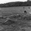 Excavation photograph : planning of cairn - south east.