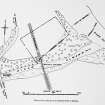 Photograph of an ink plan entitled 'Plan of the remains of the Roman Fort at Bertha.'