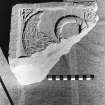 Excavation photograph of an inscribed stone.