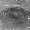 Excavation photograph : area 5 - terminal of ditch with charcoal from oven f4073, 4087 from west.