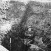 Excavation photograph. Inner Antonine ditch showing shelf on counterscarp.
Copied from A O Curle photograph album MS/28/461.
Duplicate of ST/1856.