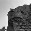 Stonework detail showing base of turret, Ballone Castle, Portmahomack, Tarbat, Highland 