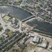 Aerial view of Inverness Rail Bridge under repair, looking W.