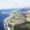 Aerial view of Covesea and Lossiemouth, Moray, looking E.