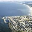 Aerial view of Branderburg Harbour Lossiemouth, Moray, looking ESE.