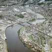 Aerial view of Longman Harbour and bridges over the River Ness, Inverness, looking SSE.