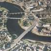Aerial view of three bridges over the River Ness, Inverness, looking NNE.