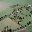 Aerial view of Balbegno Castle and Mains of Balbegno Farm, Fettercairn, Moray, looking NE.