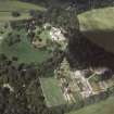 Aerial view of Fyvie Castle, Old Home Farm and Gardens, Aberdeenshire, looking WNW.