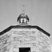 Detail of upper masonry courses and roof, Keith Marischal House dovecot.