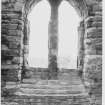 Elgin Cathedral.  Stone Museum, Walkway, Custodian's Office ,Exhibition Room, New Window, Chapter House Stone Shed DH 6.2.85