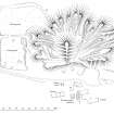 Publication Drawing: Plan of buildings and bing at Lochend pit No 5.  Central Scottish Woodlands Survey.