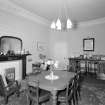 Interior view of Lylestone House, 14 Bedford Place, Alloa, showing dining room with fireplace.