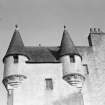 View of turrets, Midmar Castle.