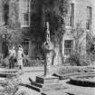 General view of sundial, Carberry Tower garden, from south west.