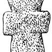 Scanned ink drawing of carved stone with cross detail